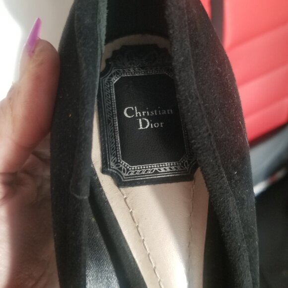 Dior Ballet Core Square Toe Black Suede Thick High Heels Square - Picture 4 of 5